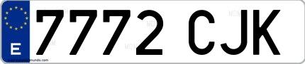 Ejemplo de matrícula española 7772 CJK