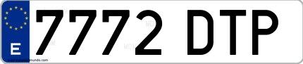 Ejemplo de matrícula española 7772 DTP
