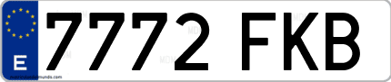 Ejemplo de matrícula de coche ordinaria 7772 FKB