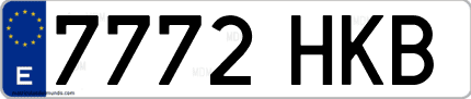 Ejemplo de matrícula de coche ordinaria 7772 HKB