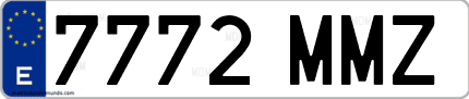 Ejemplo de matrícula de coche ordinaria 7772 MMZ