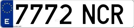 Ejemplo de matrícula española 7772 NCR