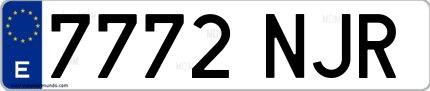 Ejemplo de matrícula española 7772 NJR