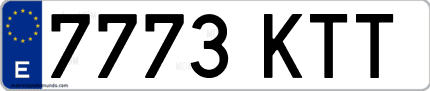 Ejemplo de matrícula de coche ordinaria 7773 KTT