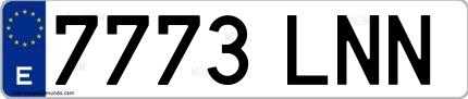 Ejemplo de matrícula española 7773 LNN