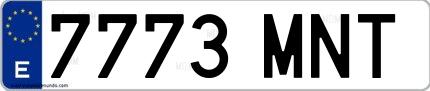 Ejemplo de matrícula española 7773 MNT
