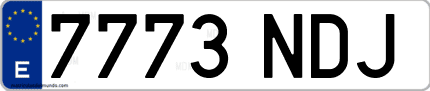 Ejemplo de matrícula de coche ordinaria 7773 NDJ
