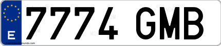 Ejemplo de matrícula de coche ordinaria 7774 GMB