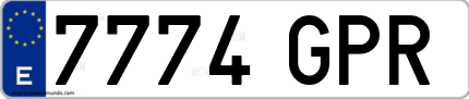 Ejemplo de matrícula de coche ordinaria 7774 GPR