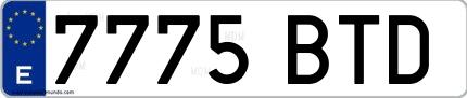 Ejemplo de matrícula española 7775 BTD
