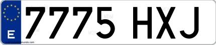 Ejemplo de matrícula española 7775 HXJ