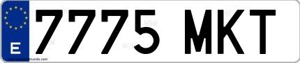 Ejemplo de matrícula española 7775 MKT
