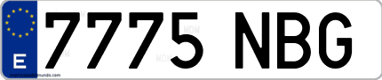 Ejemplo de matrícula de coche ordinaria 7775 NBG