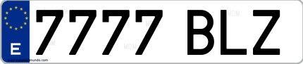 Ejemplo de matrícula española 7777 BLZ