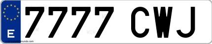 Ejemplo de matrícula española 7777 CWJ