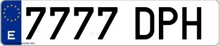 Ejemplo de matrícula española 7777 DPH