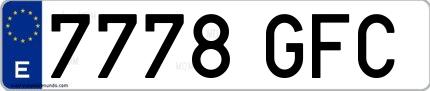 Ejemplo de matrícula española 7778 GFC