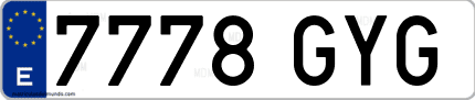 Ejemplo de matrícula de coche ordinaria 7778 GYG