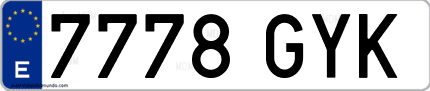 Ejemplo de matrícula de coche ordinaria 7778 GYK