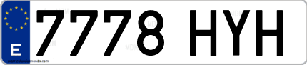 Ejemplo de matrícula de coche ordinaria 7778 HYH