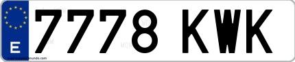 Ejemplo de matrícula española 7778 KWK
