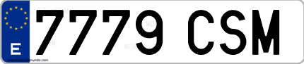 Ejemplo de matrícula de coche ordinaria 7779 CSM