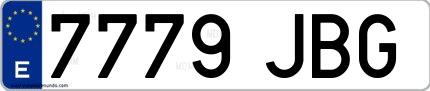 Ejemplo de matrícula española 7779 JBG