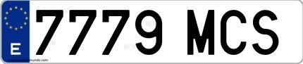 Ejemplo de matrícula española 7779 MCS