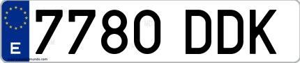 Ejemplo de matrícula española 7780 DDK