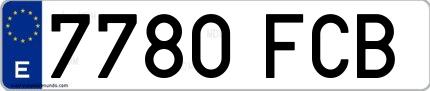 Ejemplo de matrícula española 7780 FCB