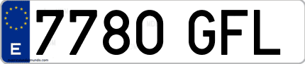 Ejemplo de matrícula de coche ordinaria 7780 GFL