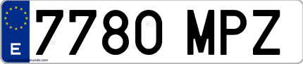 Ejemplo de matrícula de coche ordinaria 7780 MPZ