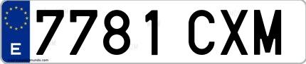 Ejemplo de matrícula española 7781 CXM