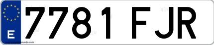 Ejemplo de matrícula española 7781 FJR