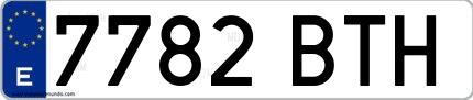 Ejemplo de matrícula española 7782 BTH