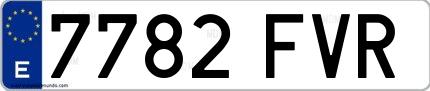 Ejemplo de matrícula española 7782 FVR