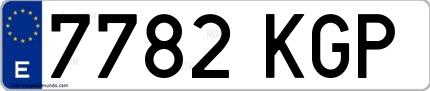 Ejemplo de matrícula española 7782 KGP