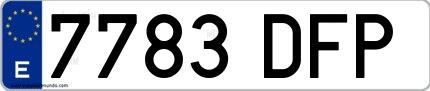 Ejemplo de matrícula española 7783 DFP