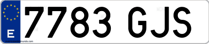 Ejemplo de matrícula de coche ordinaria 7783 GJS