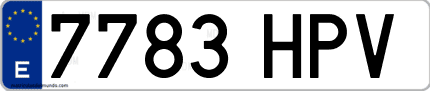 Ejemplo de matrícula de coche ordinaria 7783 HPV