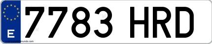 Ejemplo de matrícula española 7783 HRD
