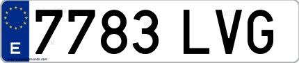 Ejemplo de matrícula española 7783 LVG