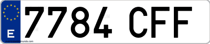 Ejemplo de matrícula de coche ordinaria 7784 CFF