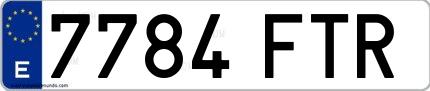 Ejemplo de matrícula española 7784 FTR