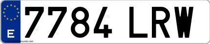 Ejemplo de matrícula española 7784 LRW