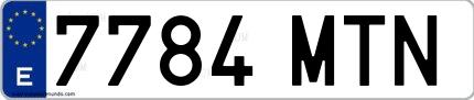 Ejemplo de matrícula española 7784 MTN