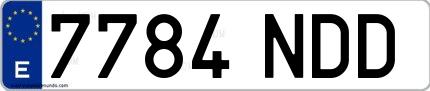 Ejemplo de matrícula española 7784 NDD