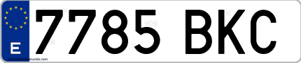 Ejemplo de matrícula de coche ordinaria 7785 BKC