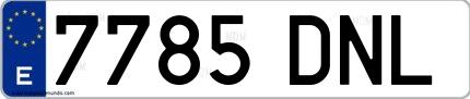 Ejemplo de matrícula española 7785 DNL