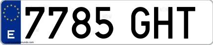 Ejemplo de matrícula española 7785 GHT